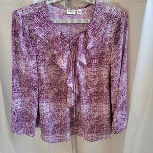 CAto‎ Womens Plus Top Size 22 24W Purple Flounce Bell Sleeve Fairy Ruffle 17490